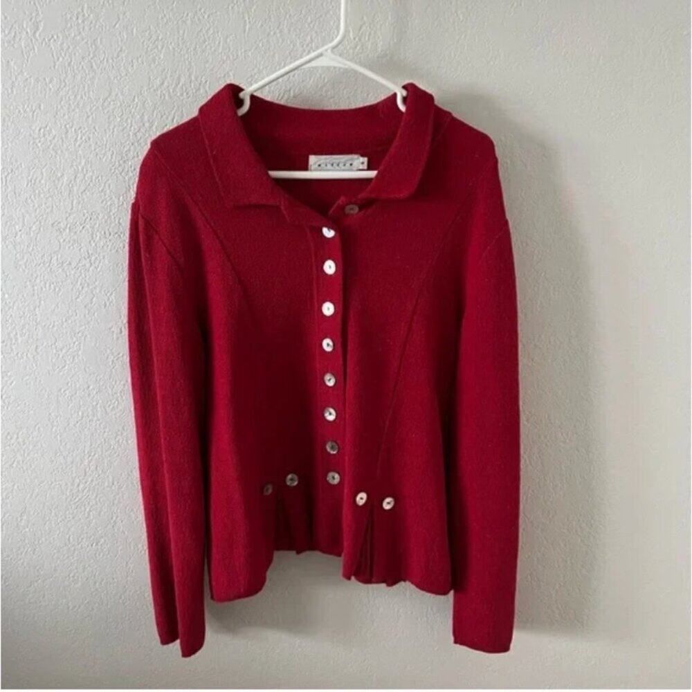 Willow Cherry Red Button Front Jacket